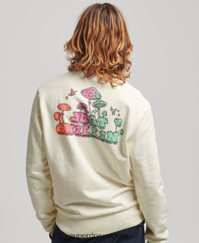 uy Superdry hombres sudadera con capucha vintage into the woods blanco DT2N8Z5139 ropa