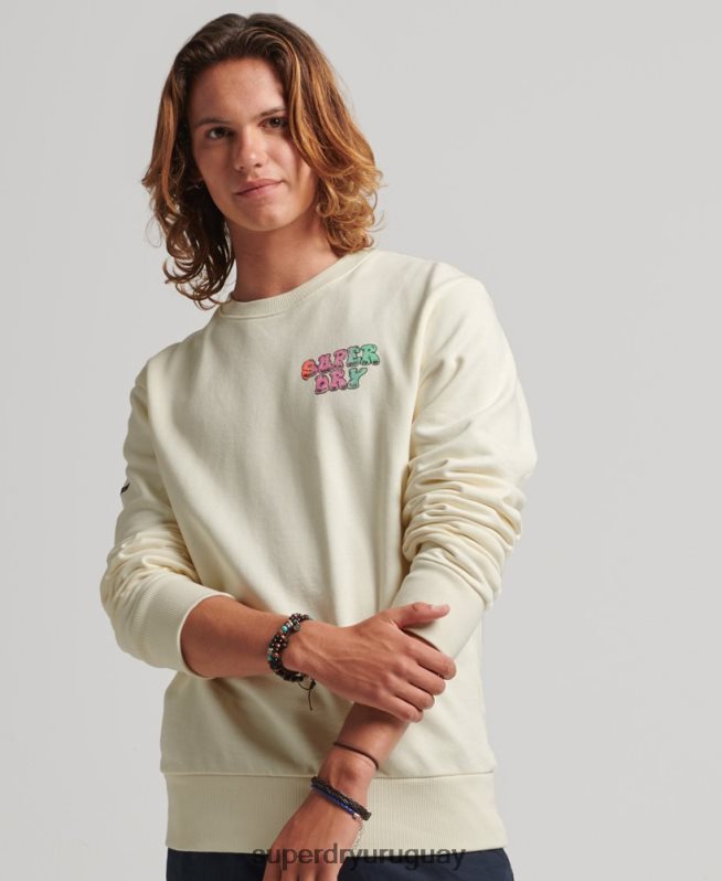 uy Superdry hombres sudadera con capucha vintage into the woods blanco DT2N8Z5139 ropa