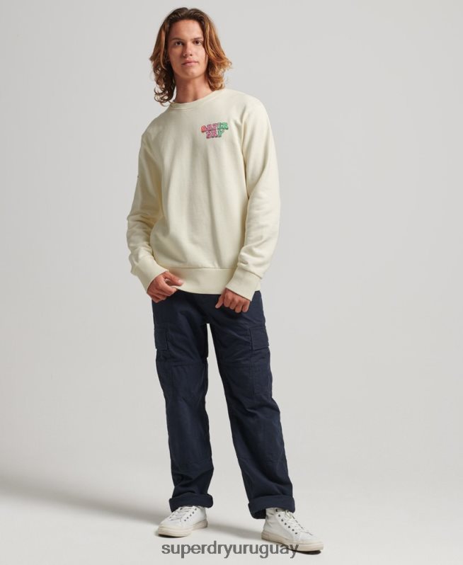uy Superdry hombres sudadera con capucha vintage into the woods blanco DT2N8Z5139 ropa