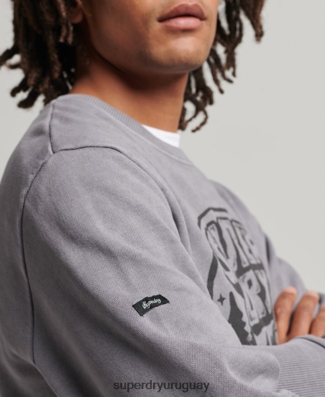 uy Superdry hombres sudadera con capucha vintage into the woods gris oscuro DT2N8Z752 ropa