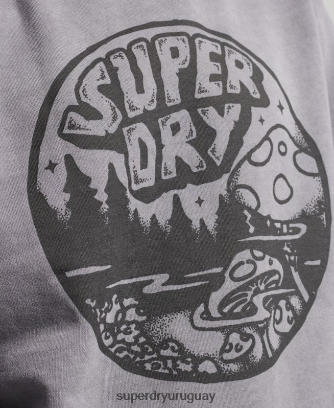 uy Superdry hombres sudadera con capucha vintage into the woods gris oscuro DT2N8Z752 ropa