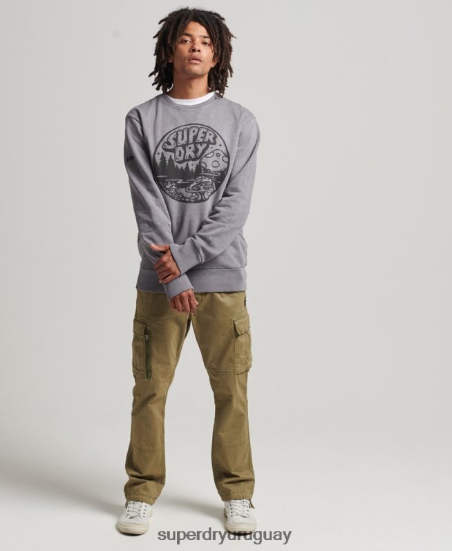 uy Superdry hombres sudadera con capucha vintage into the woods gris oscuro DT2N8Z752 ropa