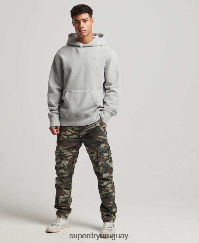 uy Superdry hombres sudadera con capucha vintage lavada gris claro DT2N8Z570 ropa