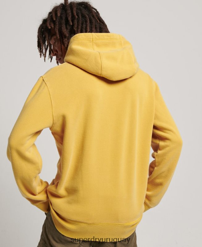 uy Superdry hombres sudadera con capucha vintage lavada oro DT2N8Z635 ropa