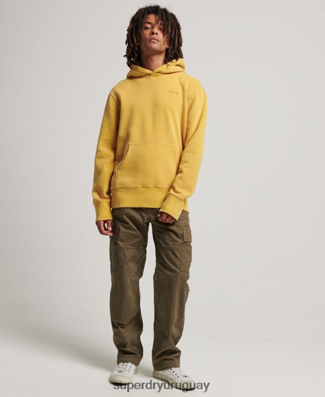 uy Superdry hombres sudadera con capucha vintage lavada oro DT2N8Z635 ropa