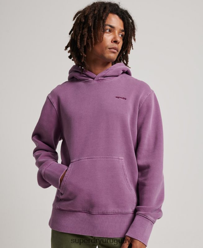 uy Superdry hombres sudadera con capucha vintage lavada púrpura DT2N8Z818 ropa