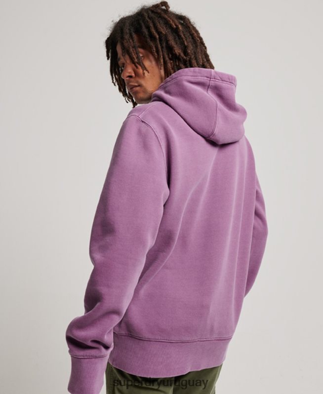 uy Superdry hombres sudadera con capucha vintage lavada púrpura DT2N8Z818 ropa