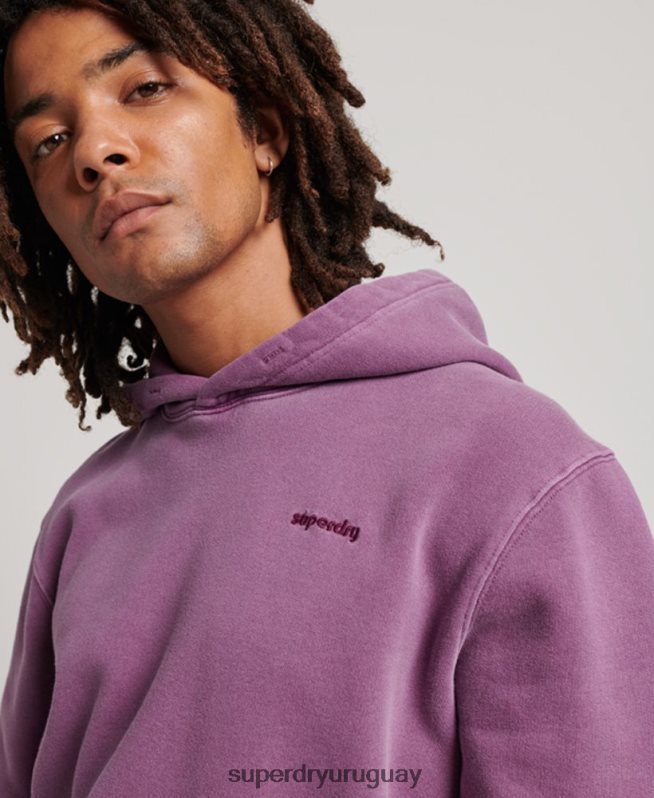 uy Superdry hombres sudadera con capucha vintage lavada púrpura DT2N8Z818 ropa