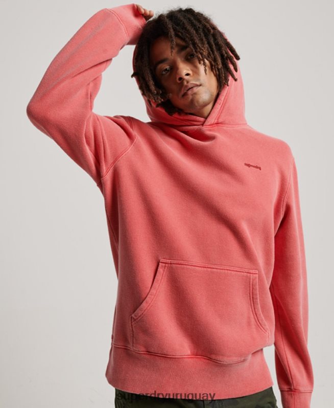uy Superdry hombres sudadera con capucha vintage lavada rojo DT2N8Z483 ropa