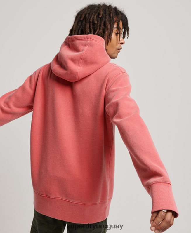 uy Superdry hombres sudadera con capucha vintage lavada rojo DT2N8Z483 ropa