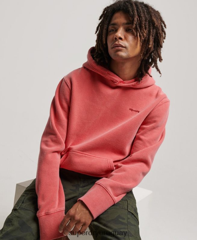 uy Superdry hombres sudadera con capucha vintage lavada rojo DT2N8Z483 ropa
