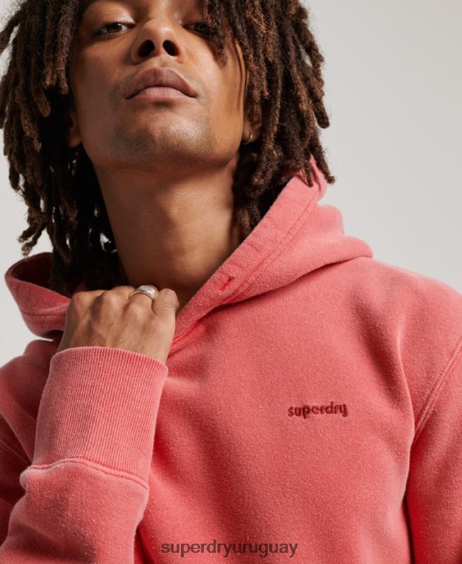 uy Superdry hombres sudadera con capucha vintage lavada rojo DT2N8Z483 ropa