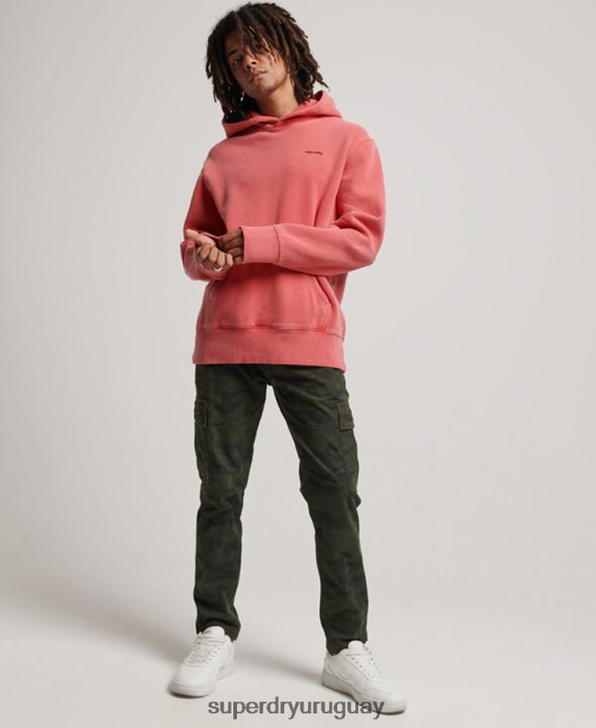 uy Superdry hombres sudadera con capucha vintage lavada rojo DT2N8Z483 ropa