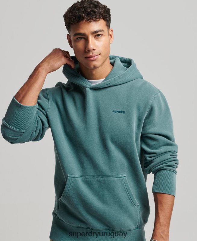 uy Superdry hombres sudadera con capucha vintage lavada turquesa DT2N8Z764 ropa