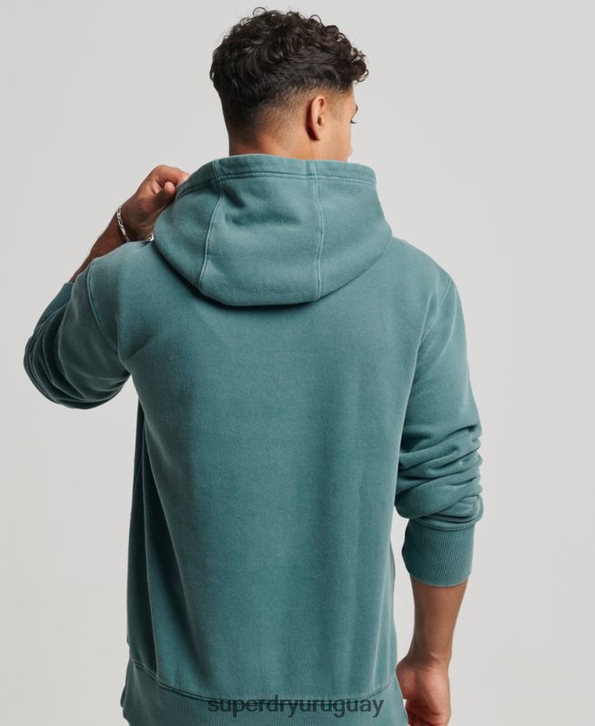 uy Superdry hombres sudadera con capucha vintage lavada turquesa DT2N8Z764 ropa
