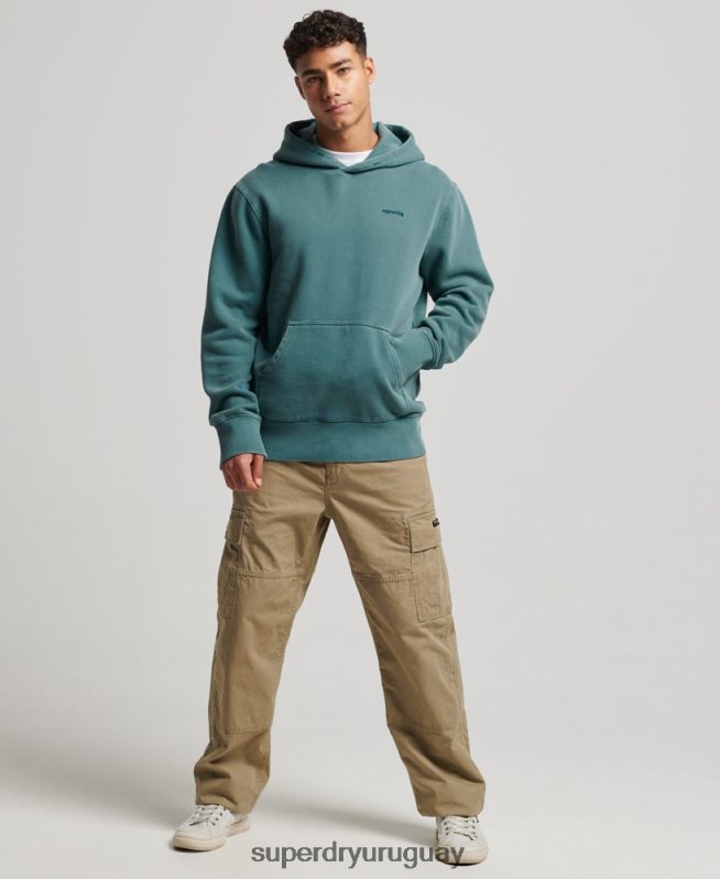 uy Superdry hombres sudadera con capucha vintage lavada turquesa DT2N8Z764 ropa