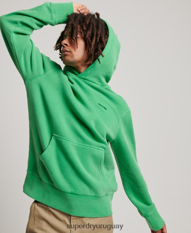 uy Superdry hombres sudadera con capucha vintage lavada verde DT2N8Z470 ropa