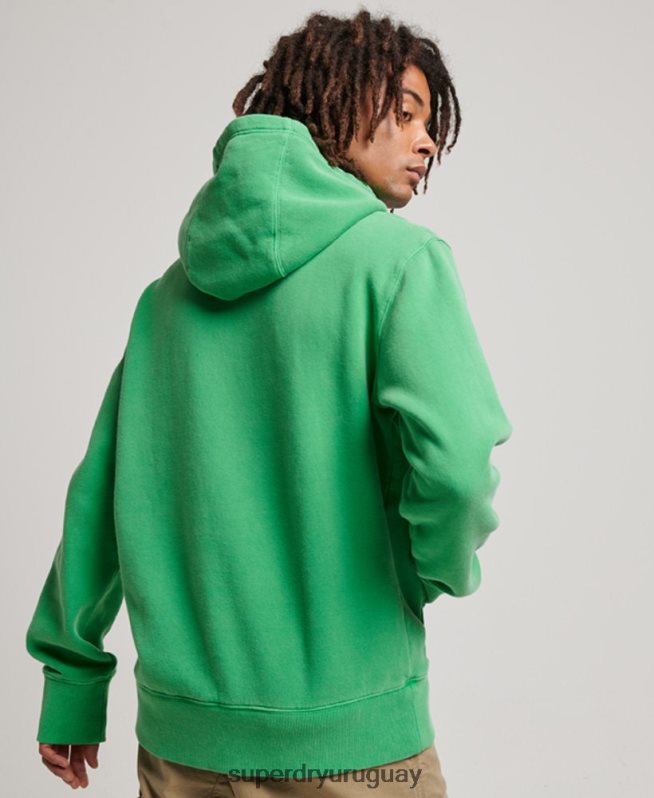 uy Superdry hombres sudadera con capucha vintage lavada verde DT2N8Z470 ropa