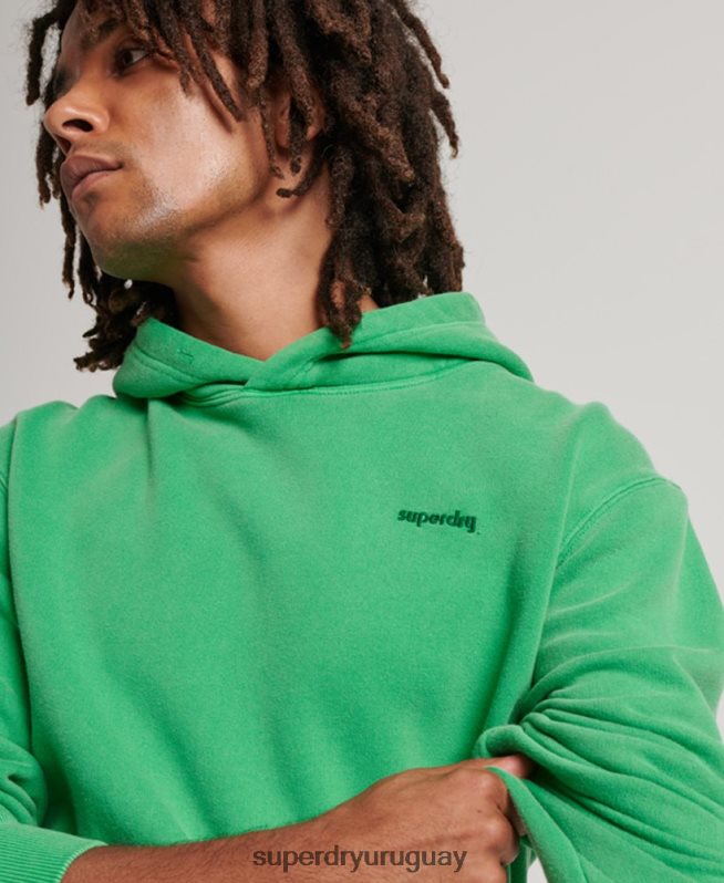 uy Superdry hombres sudadera con capucha vintage lavada verde DT2N8Z470 ropa
