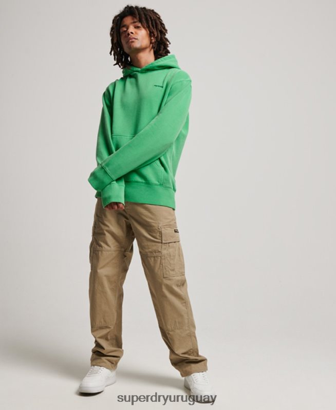 uy Superdry hombres sudadera con capucha vintage lavada verde DT2N8Z470 ropa
