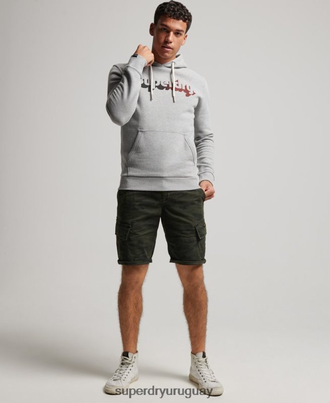 uy Superdry hombres sudadera con capucha vintage shadow gris claro DT2N8Z706 ropa