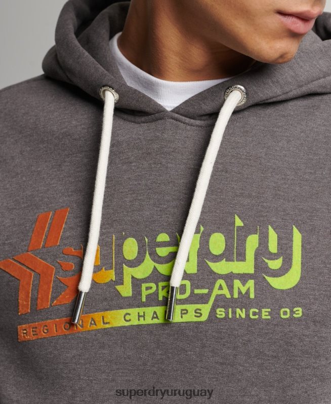 uy Superdry hombres sudadera con capucha vintage shadow negro DT2N8Z638 ropa