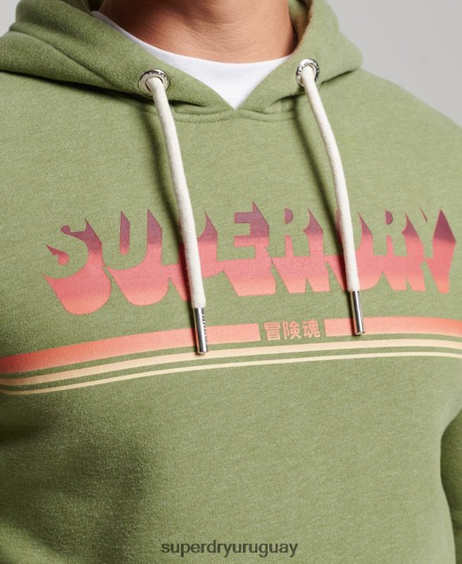 uy Superdry hombres sudadera con capucha vintage shadow verde DT2N8Z684 ropa