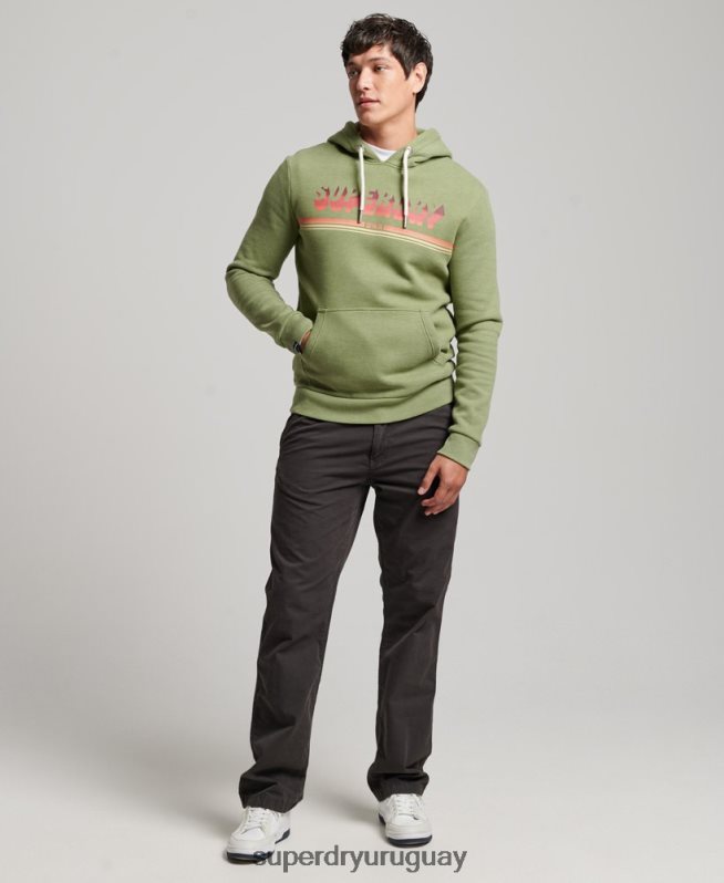 uy Superdry hombres sudadera con capucha vintage shadow verde DT2N8Z684 ropa