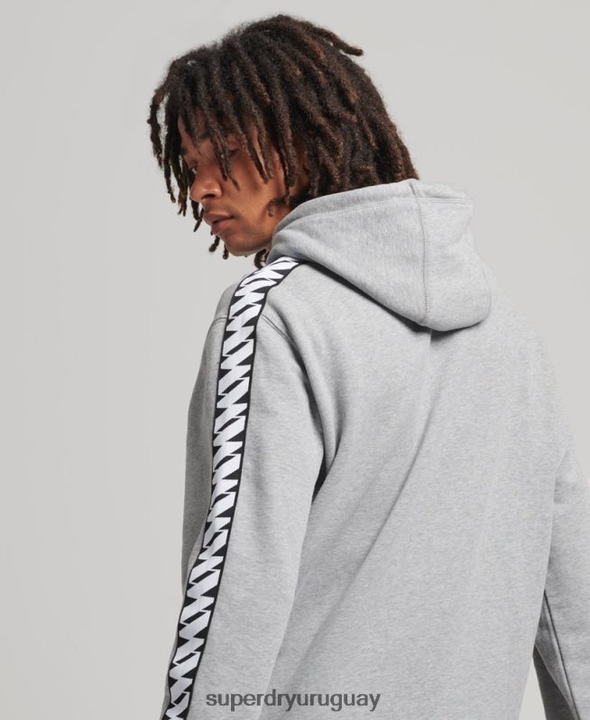 uy Superdry hombres sudadera con capucha y cinta del logo gris DT2N8Z760 ropa