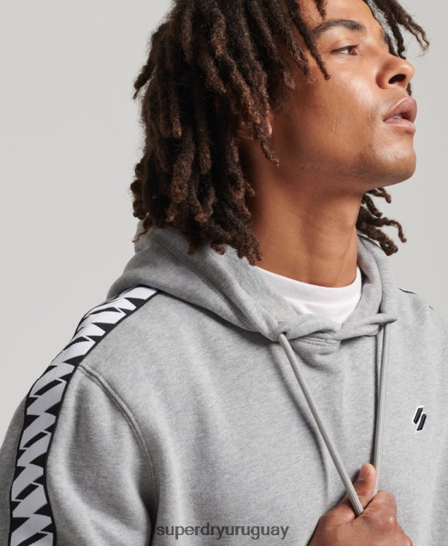 uy Superdry hombres sudadera con capucha y cinta del logo gris DT2N8Z760 ropa