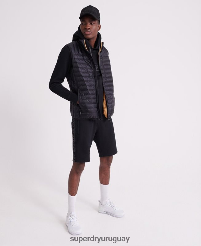 uy Superdry hombres sudadera con capucha y cinta universal negro DT2N8Z903 ropa