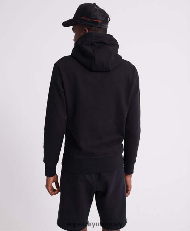 uy Superdry hombres sudadera con capucha y cinta universal negro DT2N8Z903 ropa