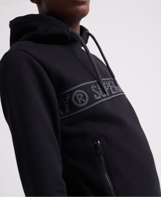 uy Superdry hombres sudadera con capucha y cinta universal negro DT2N8Z903 ropa