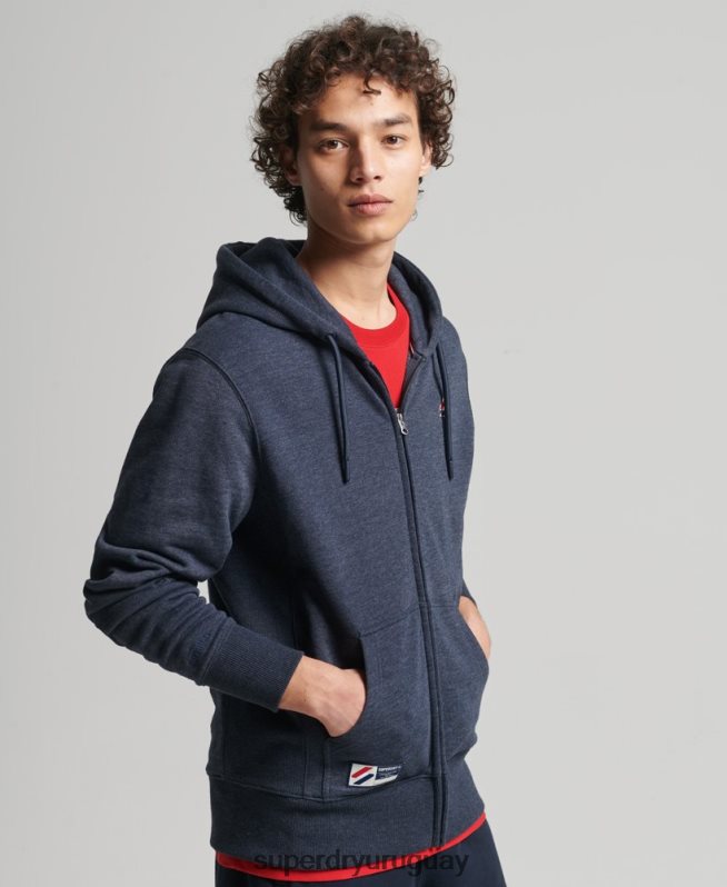uy Superdry hombres sudadera con capucha y cremallera Code Essential de algodón orgánico Armada DT2N8Z5190 ropa