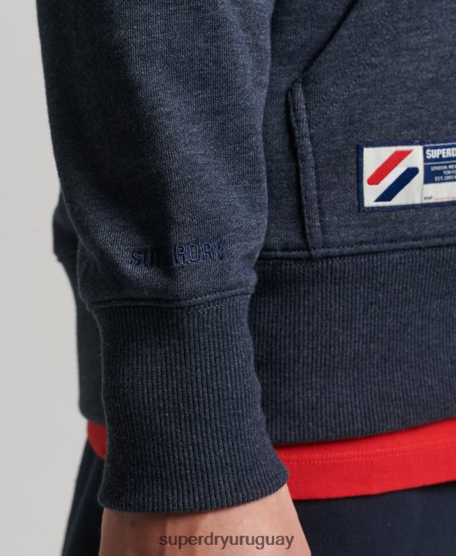 uy Superdry hombres sudadera con capucha y cremallera Code Essential de algodón orgánico Armada DT2N8Z5190 ropa