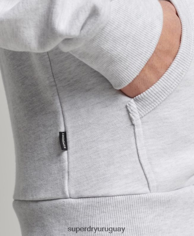 uy Superdry hombres sudadera con capucha y cremallera clásica con logo vintage core gris claro DT2N8Z5150 ropa