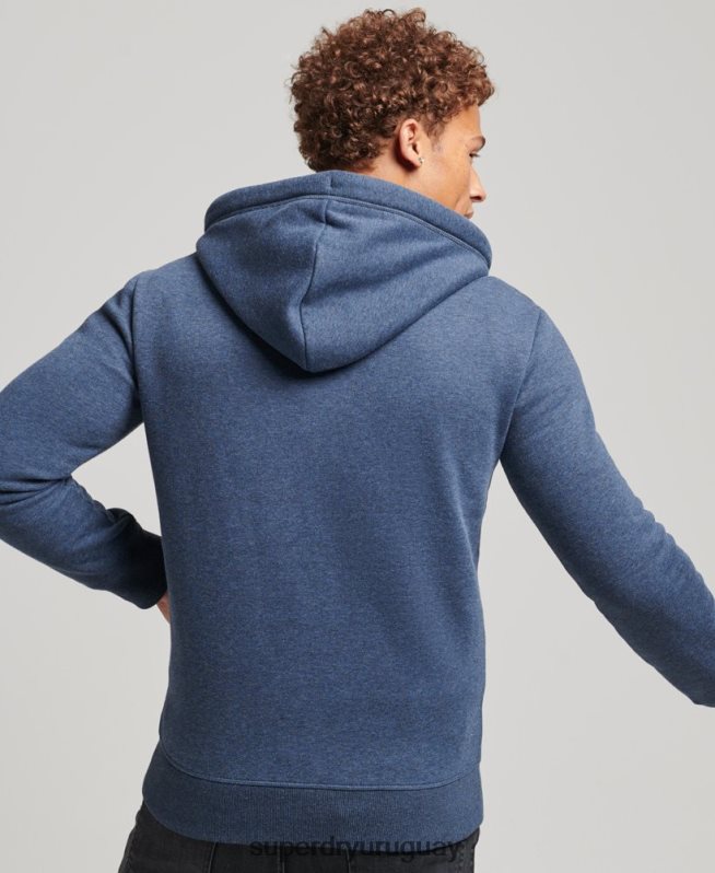 uy Superdry hombres sudadera con capucha y cremallera de algodón orgánico con logo vintage bordado Armada DT2N8Z480 ropa