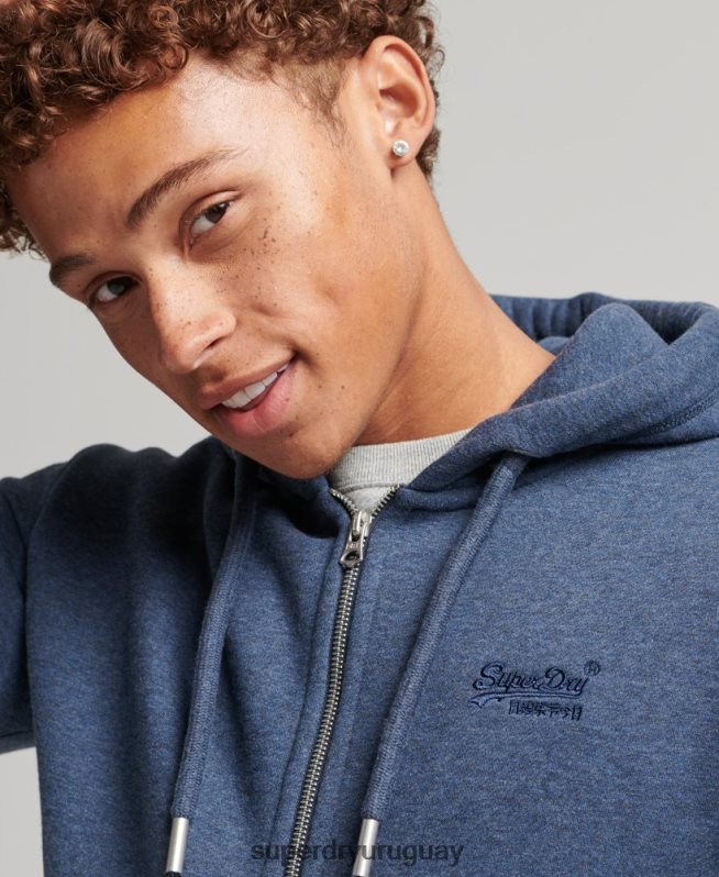 uy Superdry hombres sudadera con capucha y cremallera de algodón orgánico con logo vintage bordado Armada DT2N8Z480 ropa