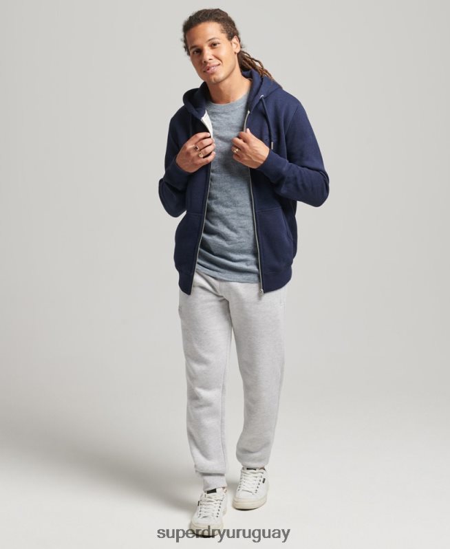 uy Superdry hombres sudadera con capucha y cremallera de algodón orgánico con logo vintage bordado Armada DT2N8Z5052 ropa