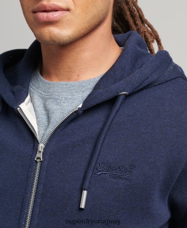 uy Superdry hombres sudadera con capucha y cremallera de algodón orgánico con logo vintage bordado Armada DT2N8Z5052 ropa