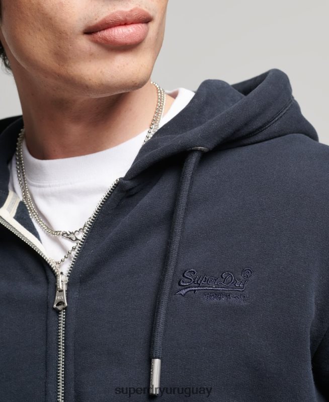 uy Superdry hombres sudadera con capucha y cremallera de algodón orgánico con logo vintage bordado Armada DT2N8Z5183 ropa