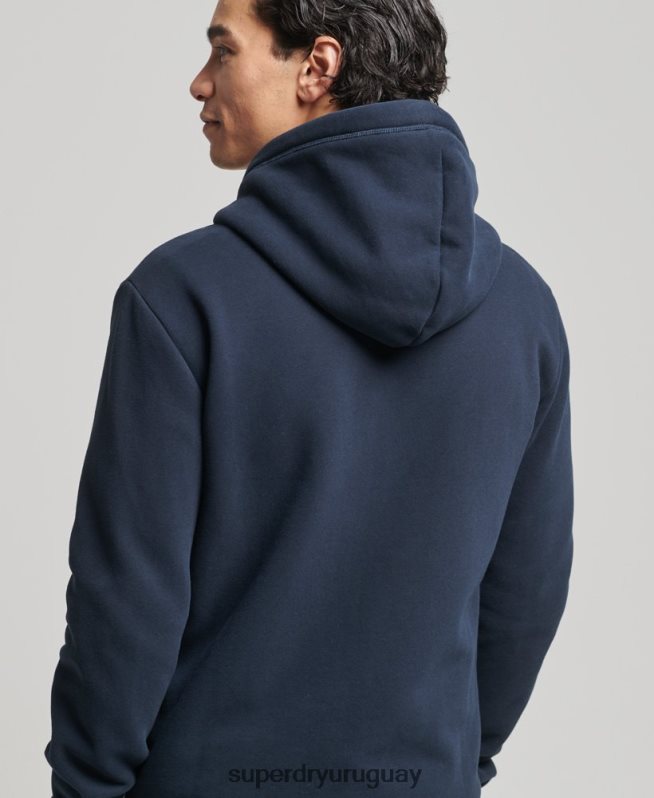 uy Superdry hombres sudadera con capucha y cremallera de algodón orgánico con logo vintage bordado Armada DT2N8Z626 ropa