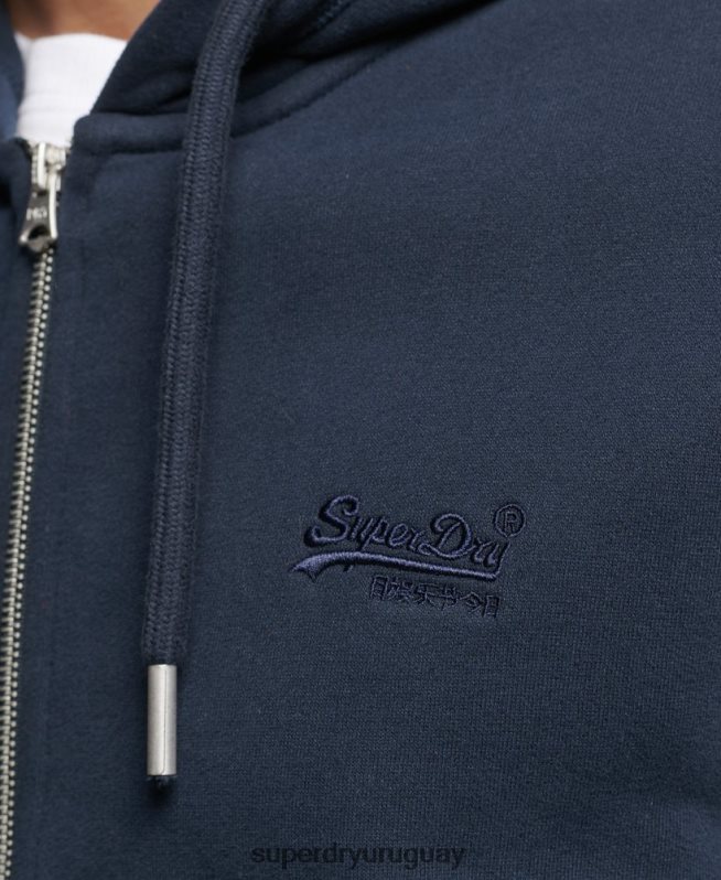 uy Superdry hombres sudadera con capucha y cremallera de algodón orgánico con logo vintage bordado Armada DT2N8Z626 ropa