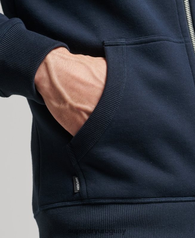 uy Superdry hombres sudadera con capucha y cremallera de algodón orgánico con logo vintage bordado Armada DT2N8Z626 ropa