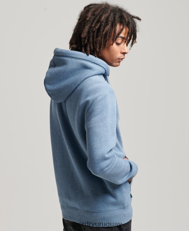 uy Superdry hombres sudadera con capucha y cremallera de algodón orgánico con logo vintage bordado azul claro DT2N8Z704 ropa