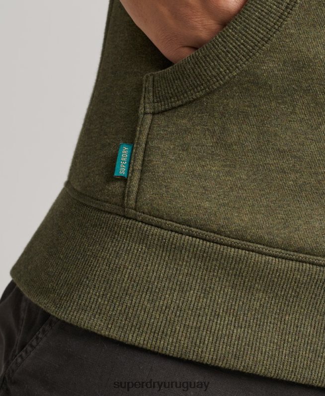 uy Superdry hombres sudadera con capucha y cremallera de algodón orgánico con logo vintage bordado caqui DT2N8Z559 ropa