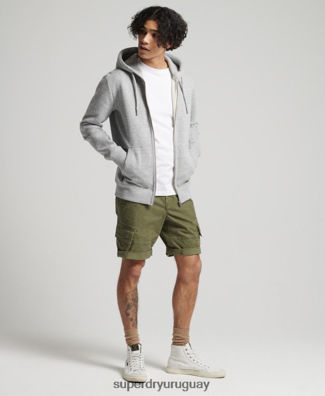 uy Superdry hombres sudadera con capucha y cremallera de algodón orgánico con logo vintage bordado gris DT2N8Z640 ropa