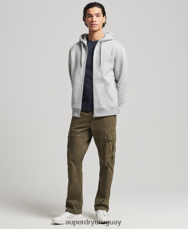uy Superdry hombres sudadera con capucha y cremallera de algodón orgánico con logo vintage bordado gris DT2N8Z652 ropa
