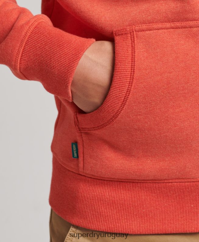 uy Superdry hombres sudadera con capucha y cremallera de algodón orgánico con logo vintage bordado naranja DT2N8Z512 ropa
