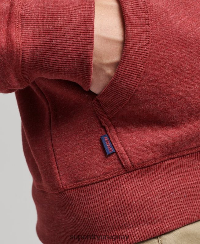 uy Superdry hombres sudadera con capucha y cremallera de algodón orgánico con logo vintage bordado rojo DT2N8Z596 ropa